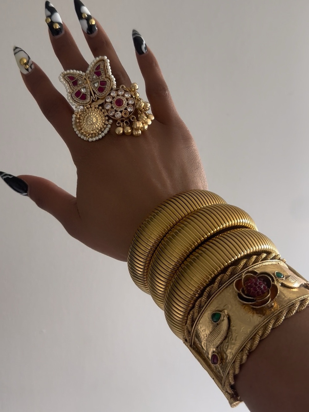 Gold Kundan Statement Ring